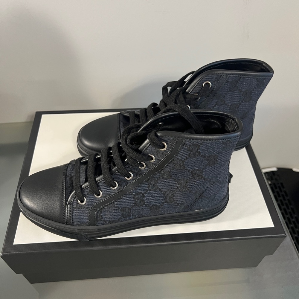 Gucci Black Monogram High-Top Sneakers - Picture 2 of 6